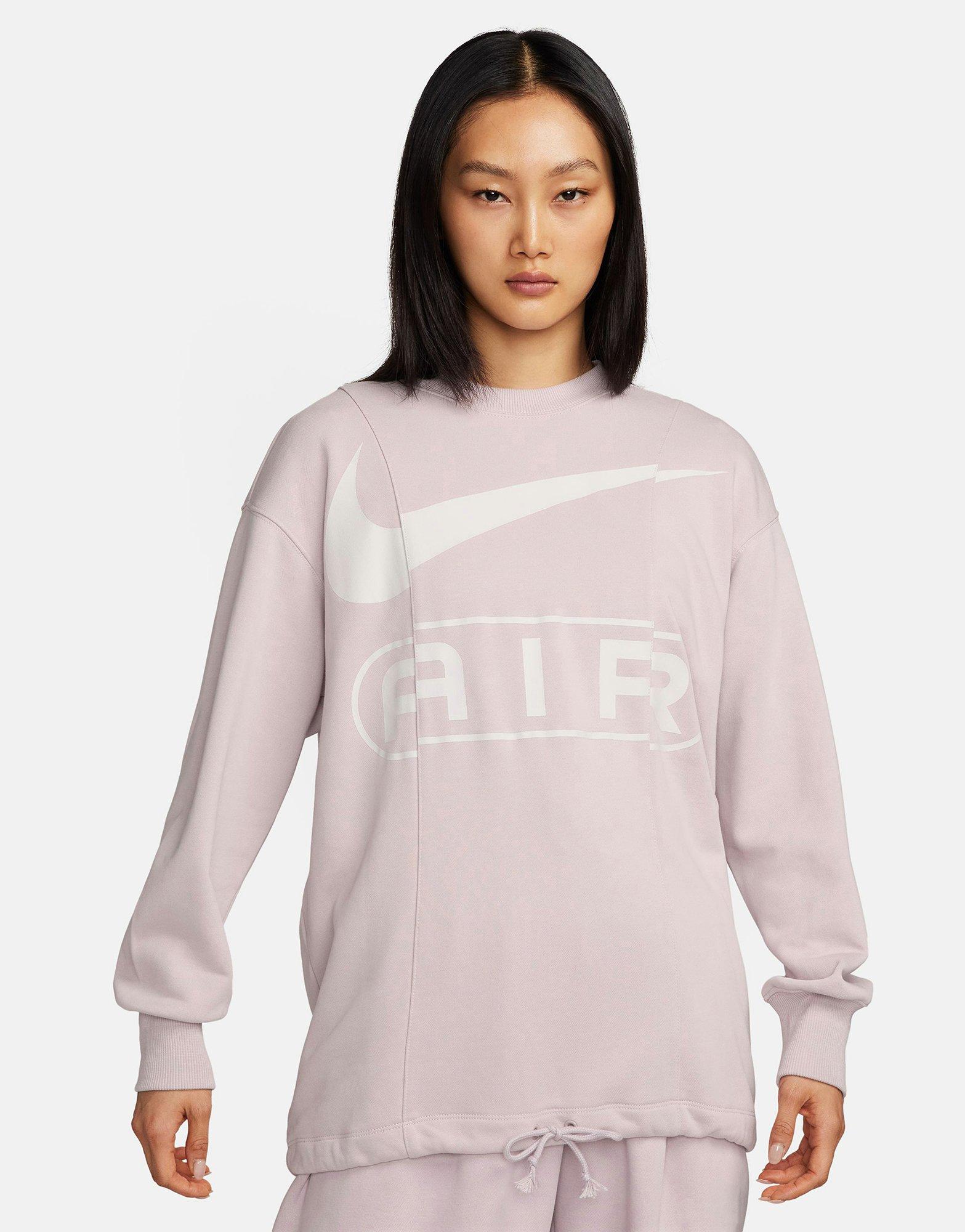 เสื้อแขนยาวผู้หญิง Air Over-Oversized Crew-Neck French Terry