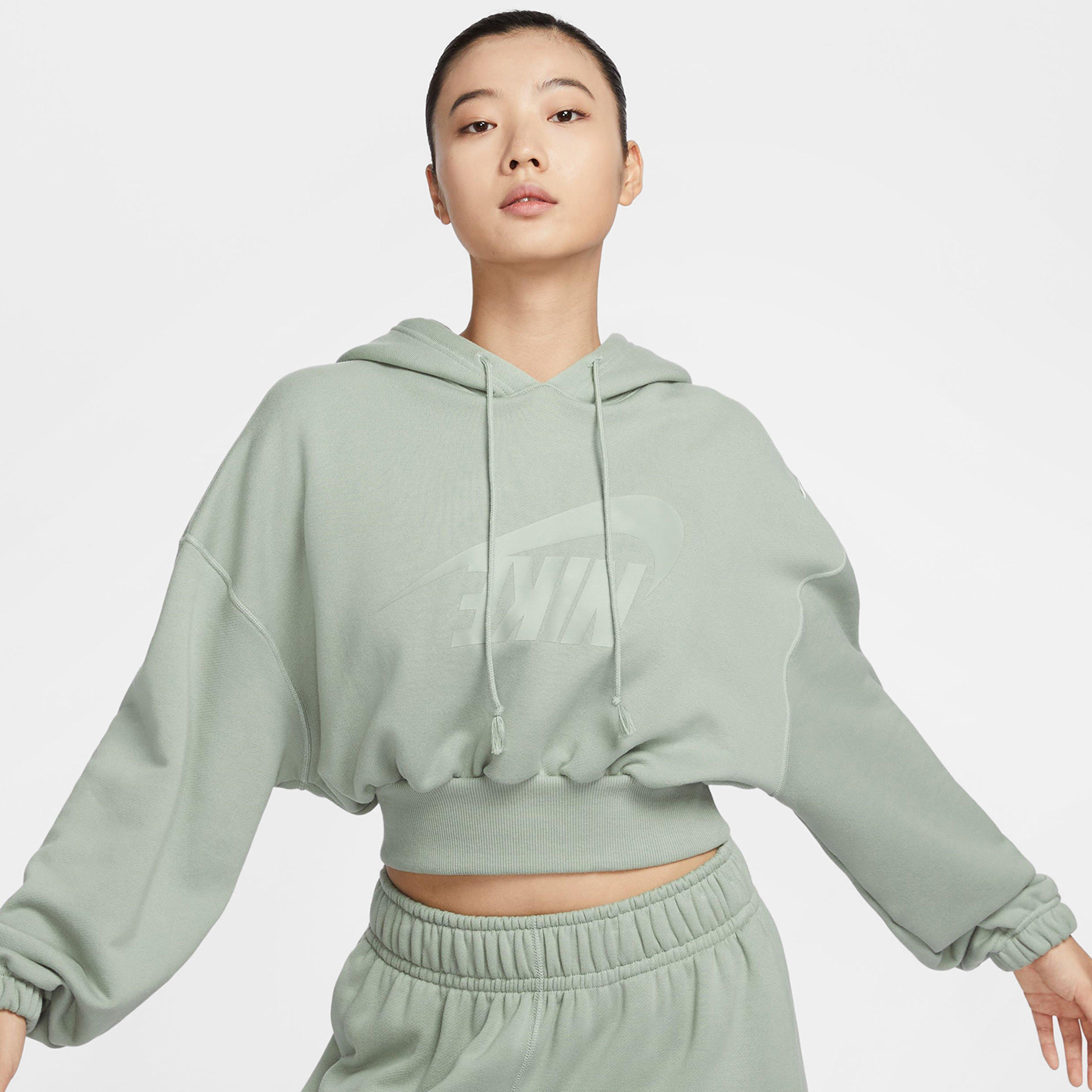 เสื้อฮู้ดดี้ผู้หญิง Oversized Cropped French Terry Pullover